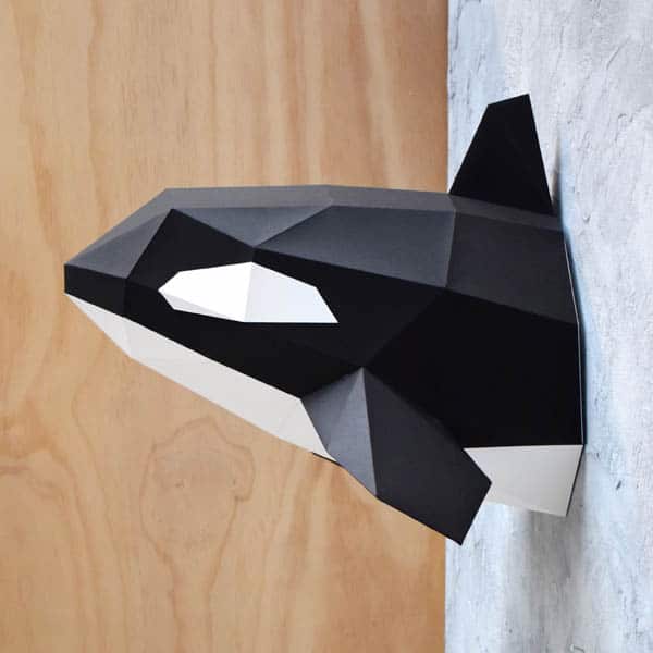 Assembli 3d paper animal head orca