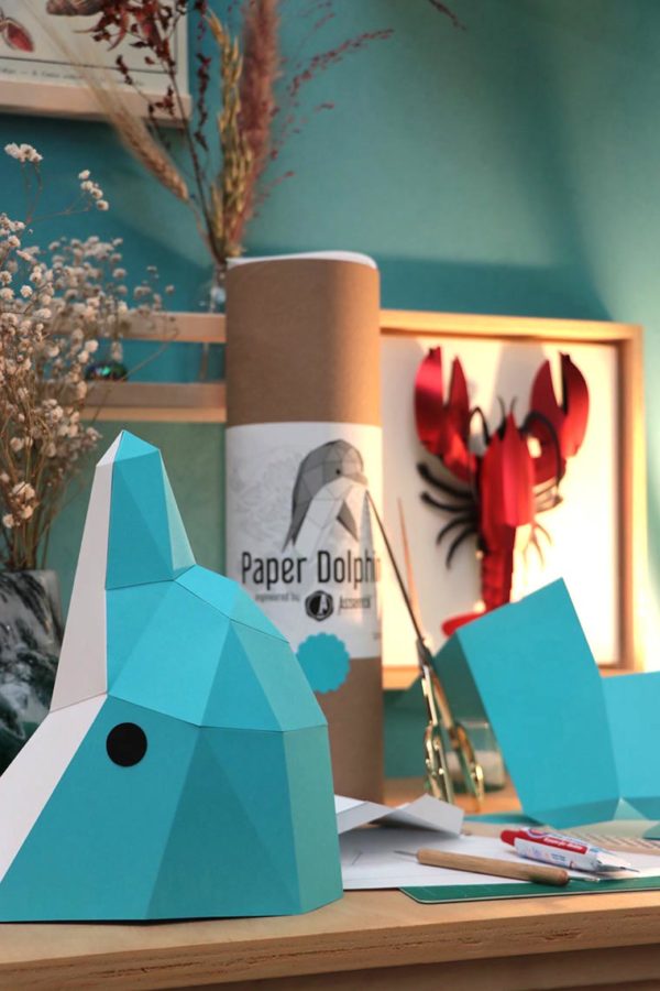 Assembli 3D paper animal head dolphin
