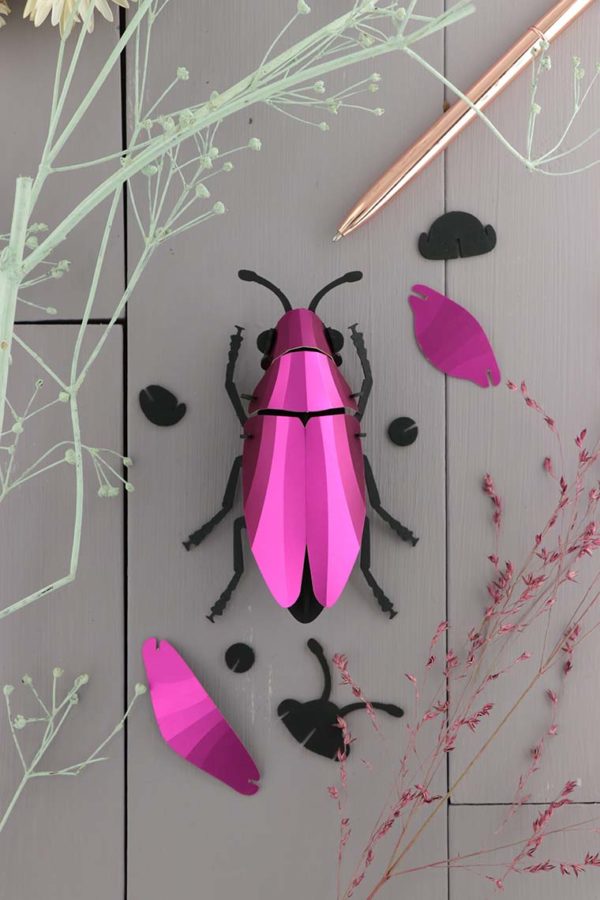 Assembli 3d paper insect jewel beetle pink