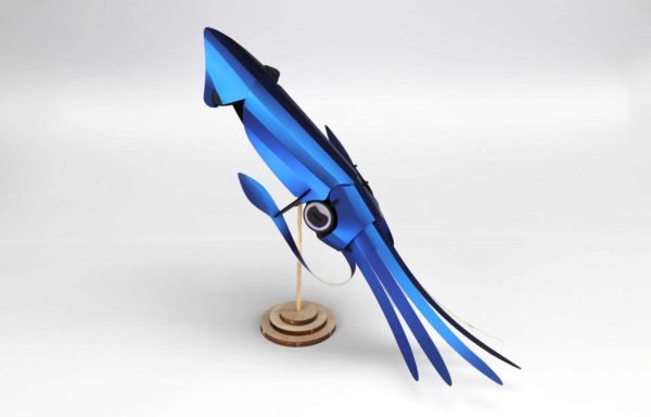Assembli Displays for retail - Assembli 3D Paper Squid Cobalt Blue Metallic