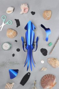 Assembli 3D Paper Squid Cobalt Blue Metallic