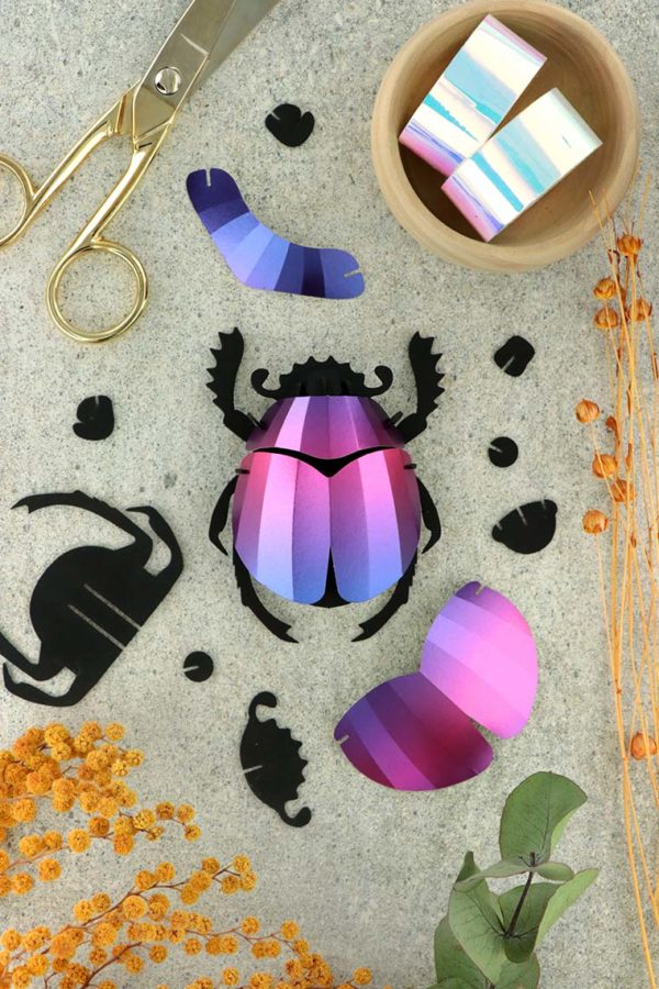 Assembli 3d paper insect scarab beetle purple