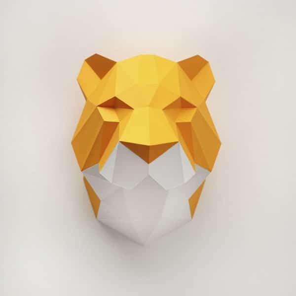 Assembli 3d paper animal head tiger