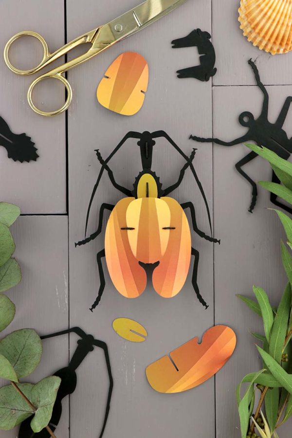 Assembli 3D Paper Violin Beetle Insect Sunset Yellow