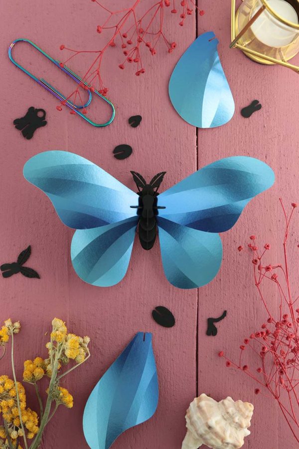 Assembli 3d paper insect giant silk butterfly blue