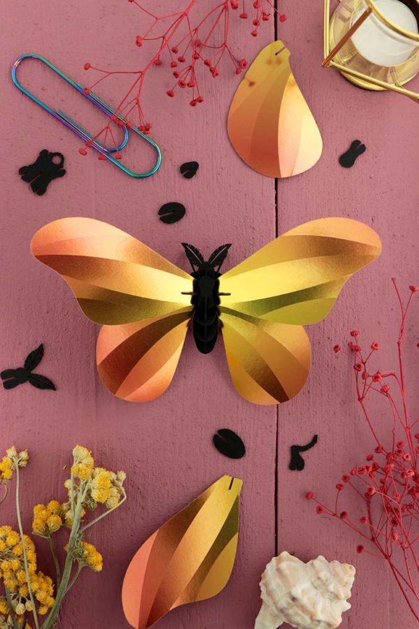 Assembli 3d paper insect giant silk butterfly yellow