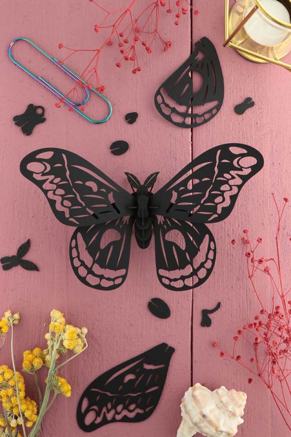 Assembli 3d paper insect giant silk butterfly black